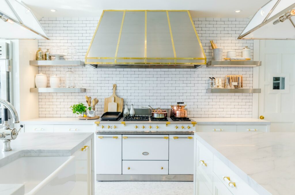 kitchen design with brick wall