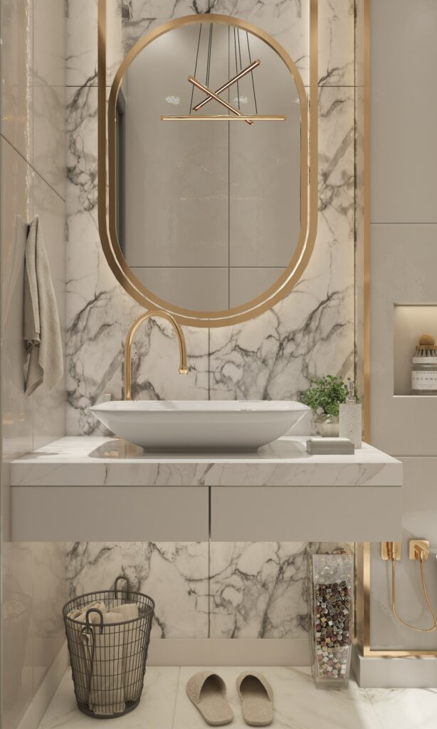 marble bathroom wall