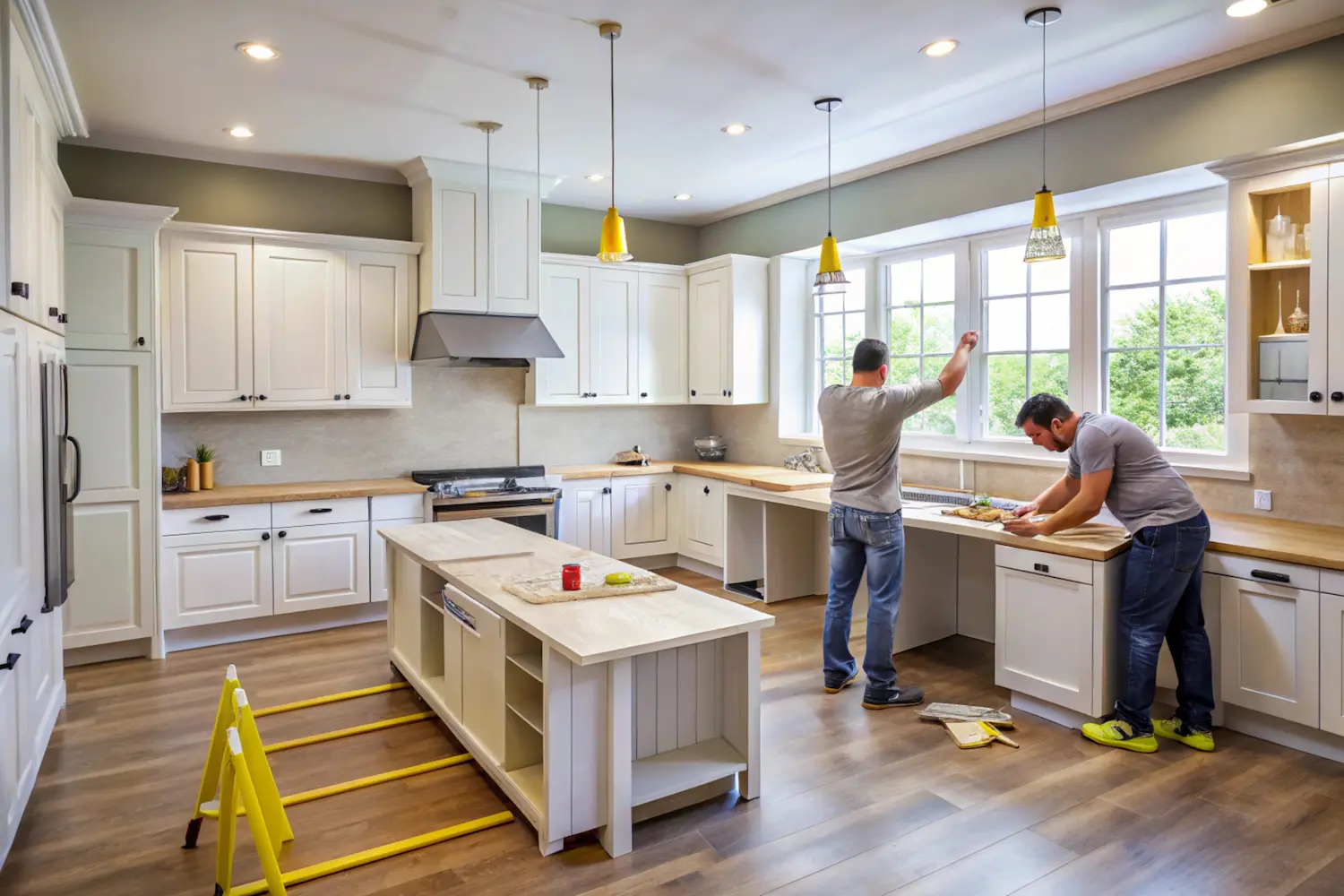 modern kitchen renovation cabinets countertops installed