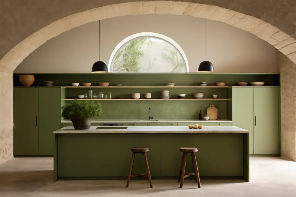 Green Kitchen with island